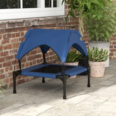 Hundebett Katzenbett mit Dach, atmungsaktiv, wasserabweisend, bis 20 kg, 76 x 61 x 69,5 cm, Dunkelblau