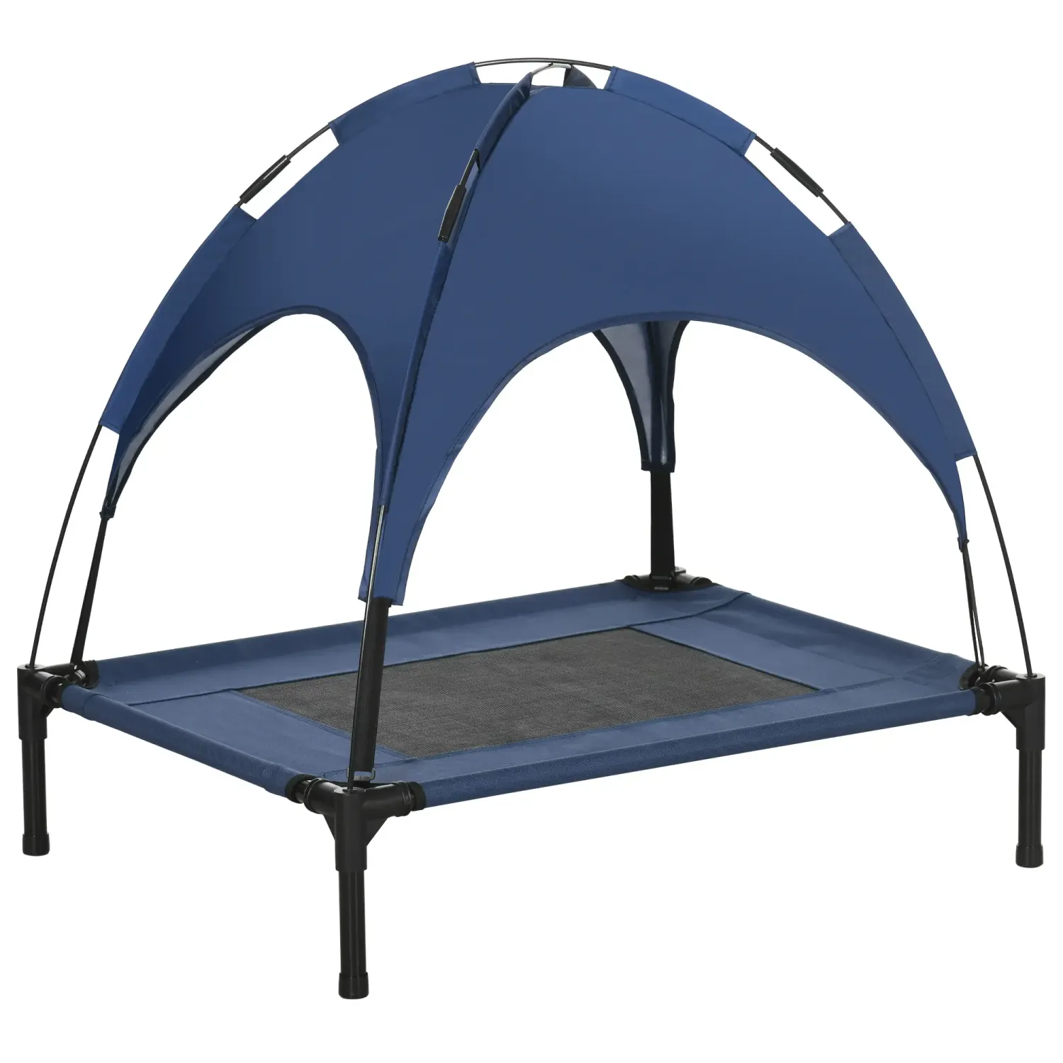 Hundebett mit Baldachin Erhöhtes Katzenbett Blau 76 x 61 x 73 cm