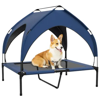 Hundebett mit Dach, atmungsaktiv, wasserabweisend, bis 30 kg, 91 x 76 x 89 cm, Dunkelblau