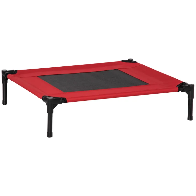 Hundebett erhöht für Hunde Katzen Haustiere 76 x 61 x 18 cm Rot und Schwarz