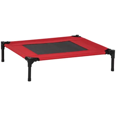 Hundebett erhöht für Hunde Katzen Haustiere 76 x 61 x 18 cm Rot und Schwarz