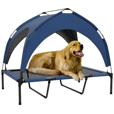 Outdoor-Hundebett, wetterbeständig, erhöhtes Gestell, 106 x 76 x 94 cm, Dunkelblau