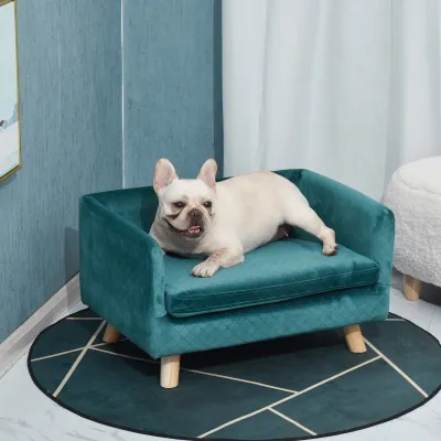 Hundesofa Hundebett skandinavisches Design 64 x 45 x 36 cm Velours blau
