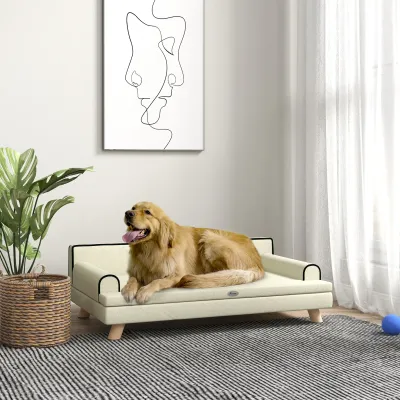 Hundesofa Hundebett skandinavisches Design weiches Kissen 100L x 62B x 32H cm beige
