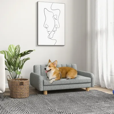 Hundebett, weiches Kissen, waschbarer Bezug, grau, 94B x 61T x 40H cm