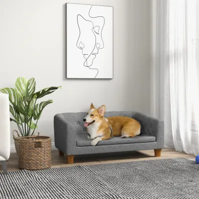 Hundesofa mit weichem abnehmbarem Kissen, 96 x 60 x 42 cm grau