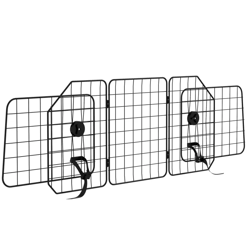 Universal-Hundeschutzgitter Autogitter für Hunde, verstellbar 93-150cm, klappbar, einfache Montage, Stahl, Schwarz