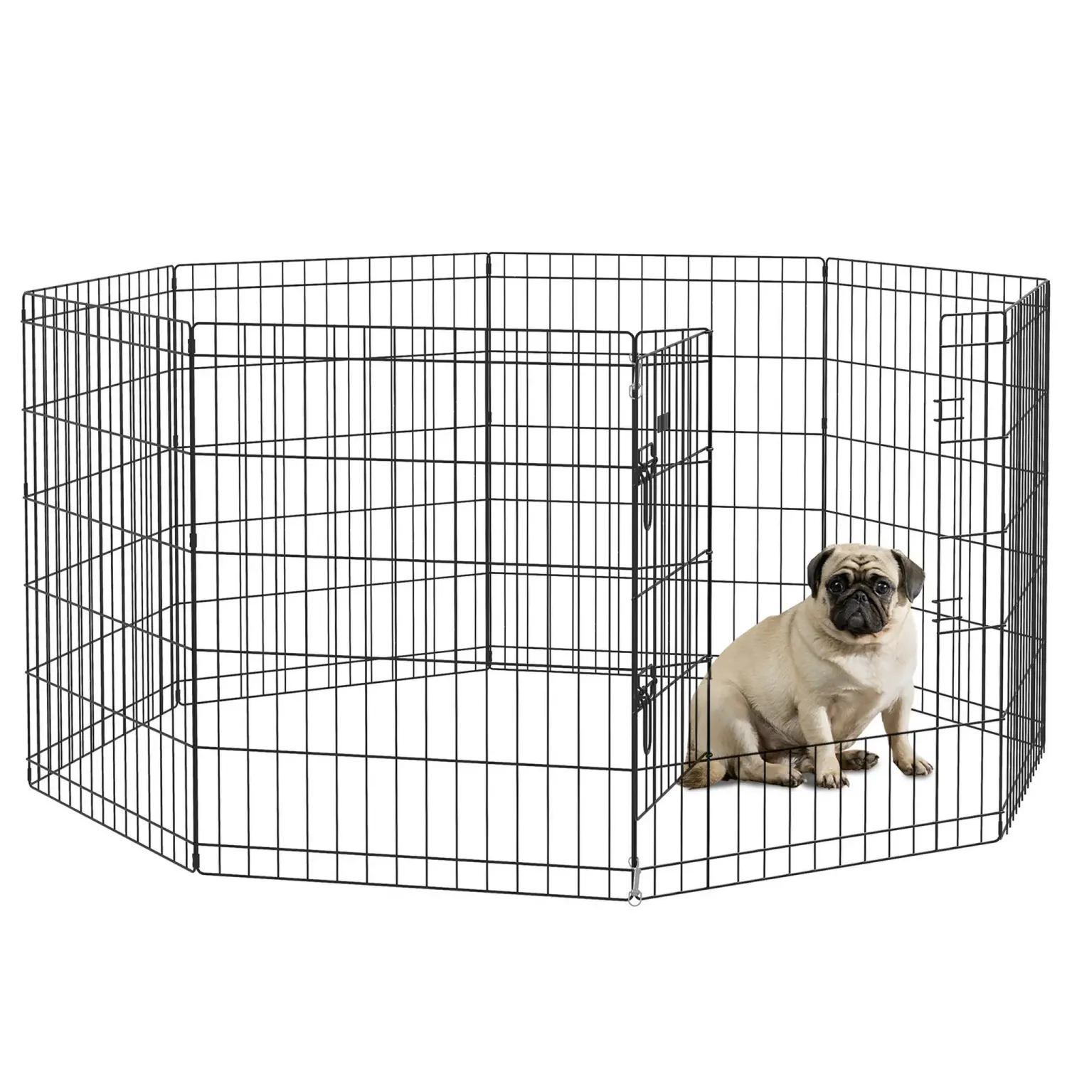 Welpenauslauf, Freigehege für Welpen und Nagetiere, mit Tür, Indoor- und Outdoor-tauglich, 76 cm, Schwarz