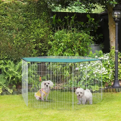Freigehege, Aussenstall für Hunde, Kaninchen, Nager, kleine Tiere, Ø 120 x 60 cm Grau Metall Grün
