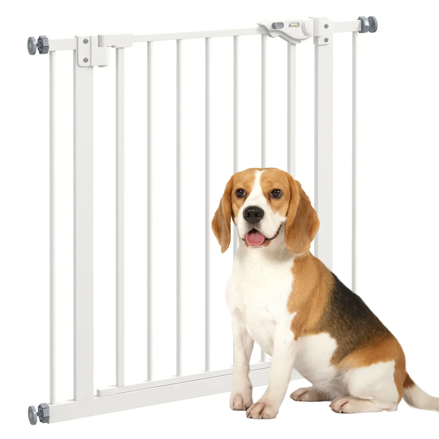 Türschutzgitter für Hunde, Hundegitter, Metall, Kunststoff, 74-80 cm, Weiss