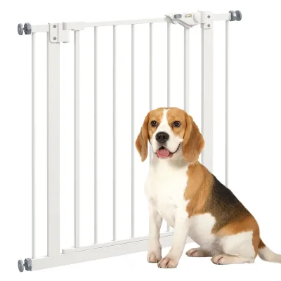 Türschutzgitter für Hunde, Hundegitter, Metall, Kunststoff, 74-80 cm, Weiss