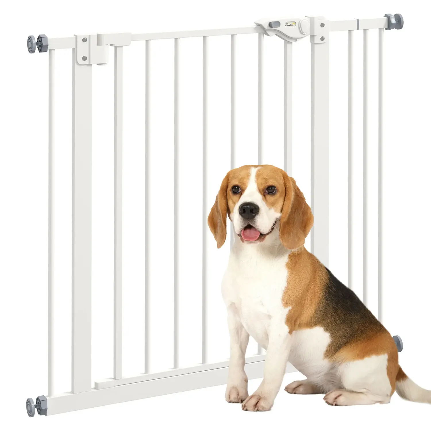 Türschutzgitter für Hunde, Hundegitter, Schutzgitter für Haustiere, Metall, Kunststoff, 74-87 cm, Weiss