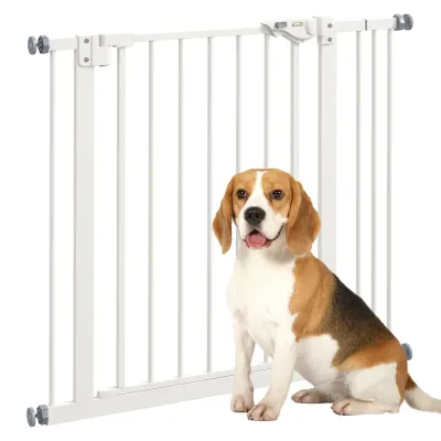 Türschutzgitter für Hunde, Hundegitter, Schutzgitter für Haustiere, Metall, Kunststoff, 74-87 cm, Weiss