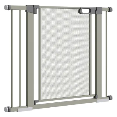 Hundegitter, Absperrgitter für Haustiere mit automatischer Doppelschliessung, Breite 75-103 cm Grau