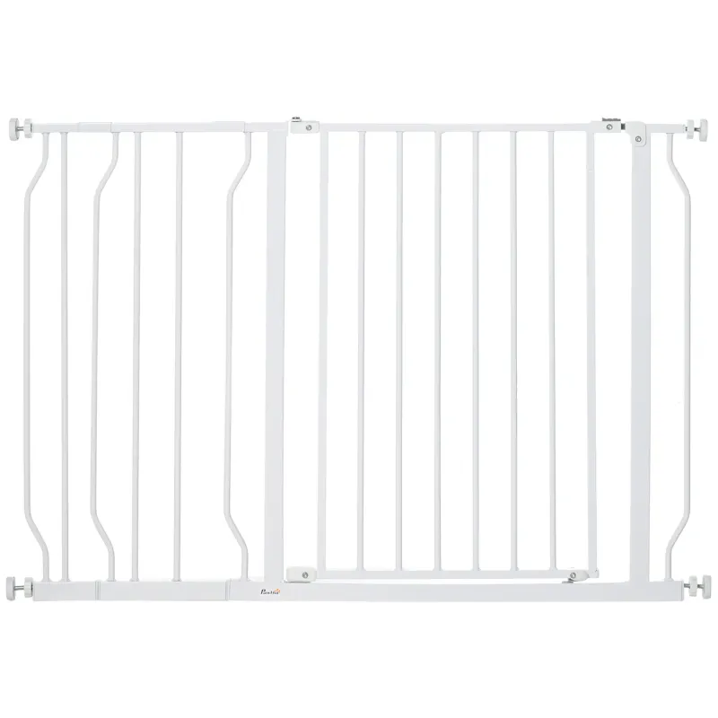 Hundegitter, Hunde-Absperrgitter, Klemmmontage, verstellbare Länge, Stahl/ABS, 75-115 x 76cm, Weiss