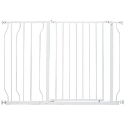 Hundegitter, Hunde-Absperrgitter, Klemmmontage, verstellbare Länge, Stahl/ABS, 75-115 x 76cm, Weiss