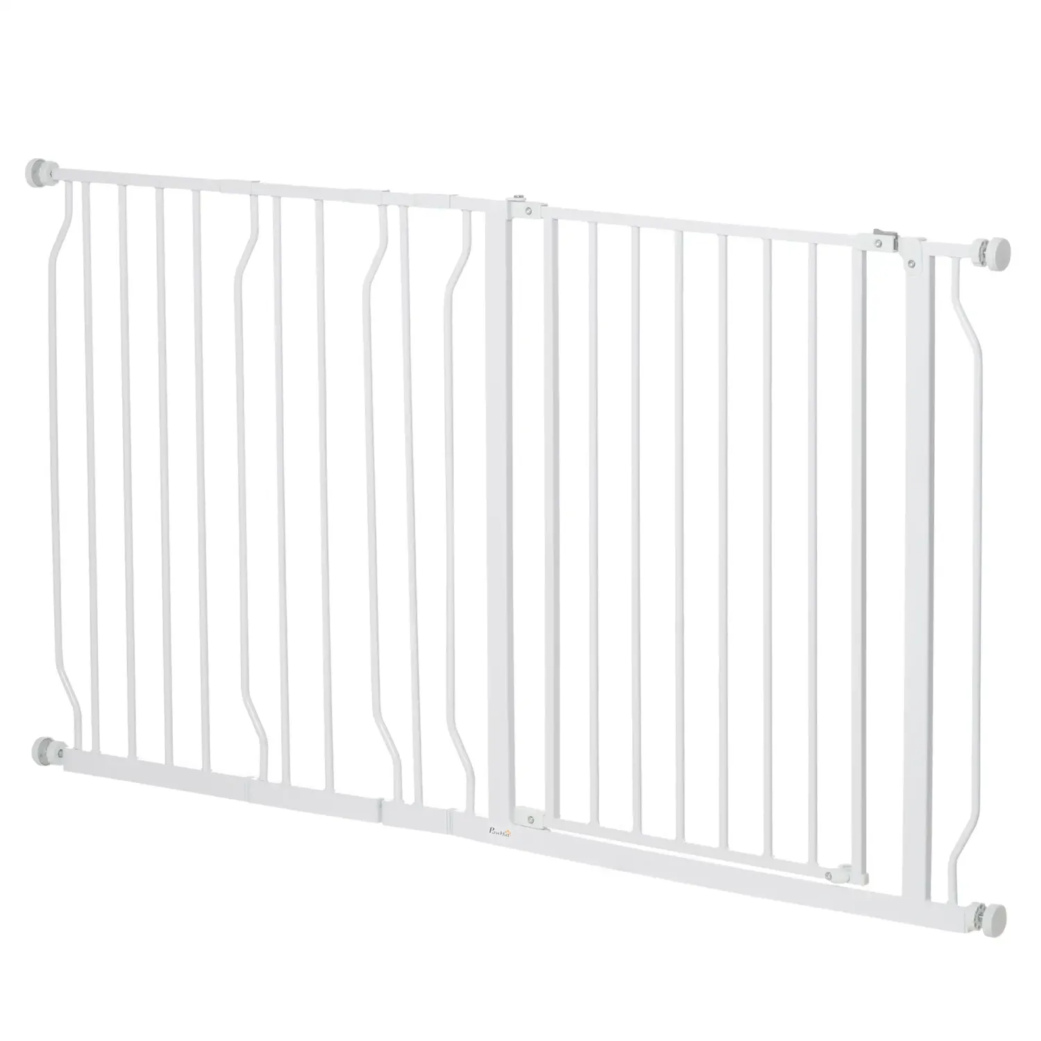 Hundegitter längenverstellbar 75-145cm, Montage ohne Bohren, Stahlrahmen, Weiss