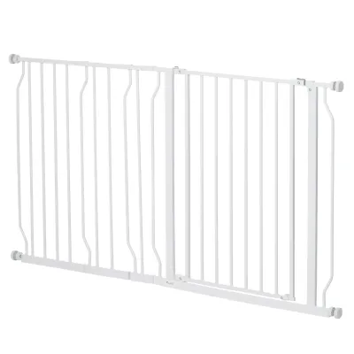 Hundegitter längenverstellbar 75-145cm, Montage ohne Bohren, Stahlrahmen, Weiss