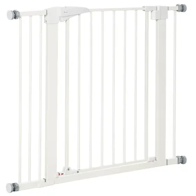 Hundegitter Hunde-Absperrgitter Montage ohne Bohren mit automatischer Schliessung Breite 76-103 cm Weiss