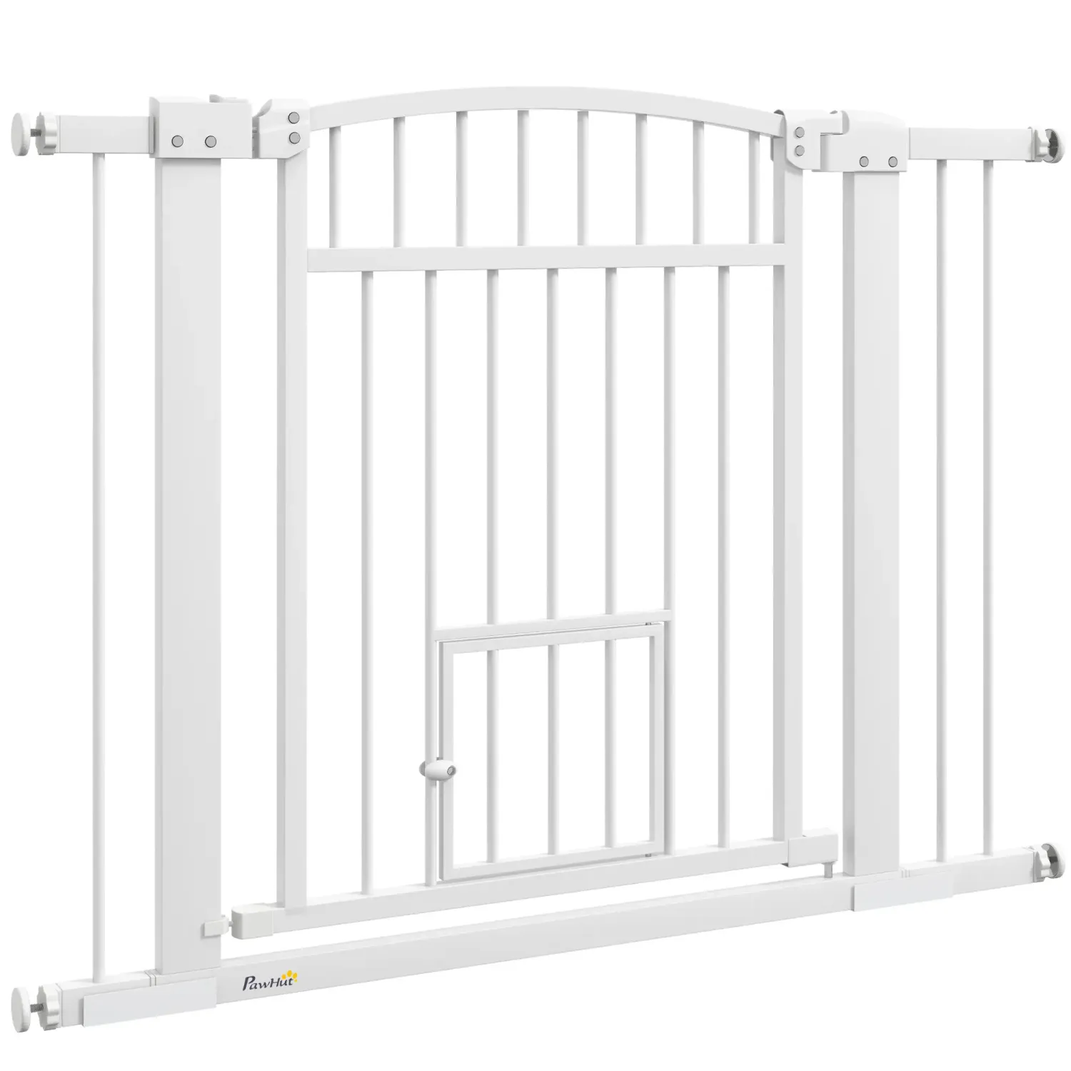 Hundegitter, Hundesicherheitsgitter Doppelverriegelungssystem mit Katzentür Breite 76-104 cm weiss
