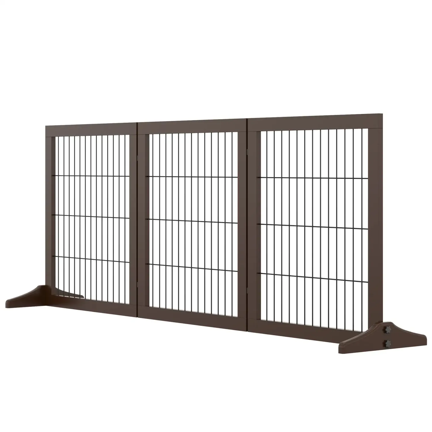 freistehendes Absperrgitter für Hunde Schutzgitter Hundegitter Braun 185 x 36 x 71 cm