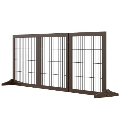 freistehendes Absperrgitter für Hunde Schutzgitter Hundegitter Braun 185 x 36 x 71 cm