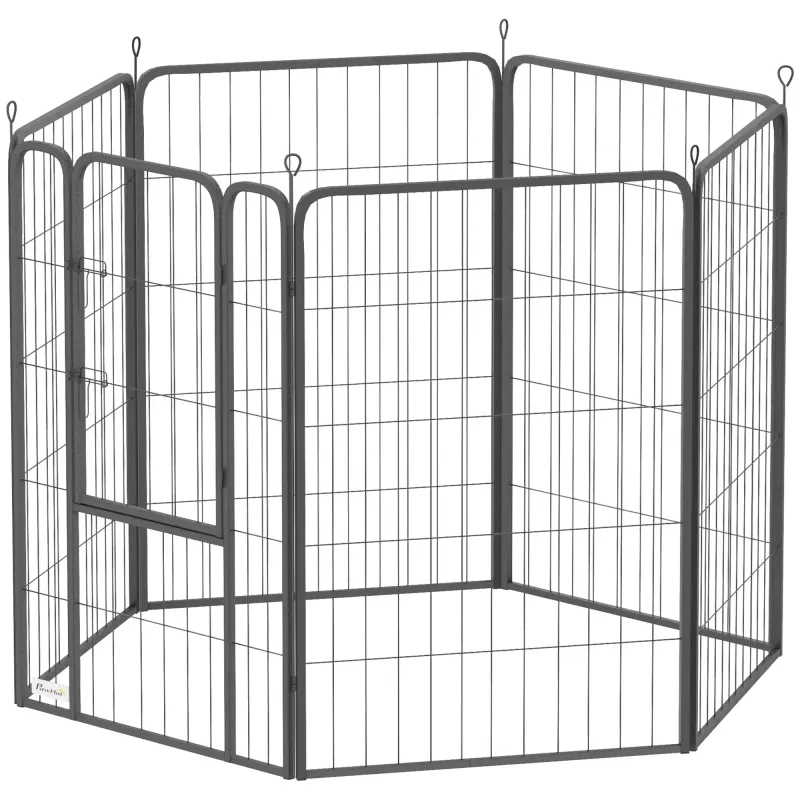 Welpenauslauf, Haustiergehege, mit 6 Elementen, robust, mit sicherer Tür, 100 cm hoch