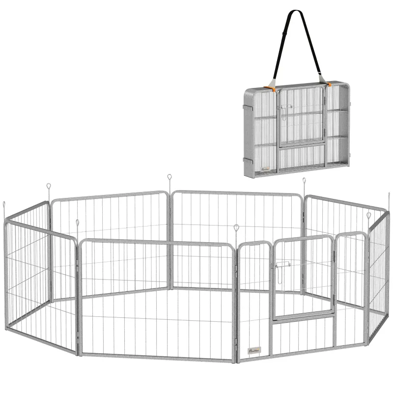 Welpenauslauf, Haustiergehege, Hundezaun, flexibel anpassbar, rostfreier Stahl 60cm hoch