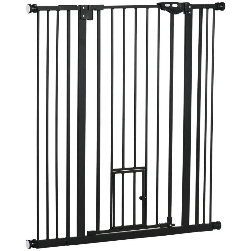 Hunde-Sicherheitsgitter von 104,1H cm  - Breite 74-101 cm mit automatischer Türschliessung und doppeltem Verriegelungssystem Schwarz
