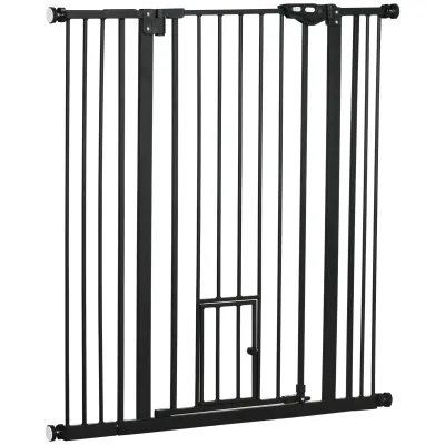 Hunde-Sicherheitsgitter von 104,1H cm  - Breite 74-101 cm mit automatischer Türschliessung und doppeltem Verriegelungssystem Schwarz