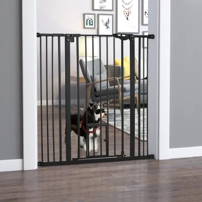 Hunde-Sicherheitsgitter 104,1H cm, schwarz, 74–101 cm Breite, automatische Türschliessung, Doppelverriegelung