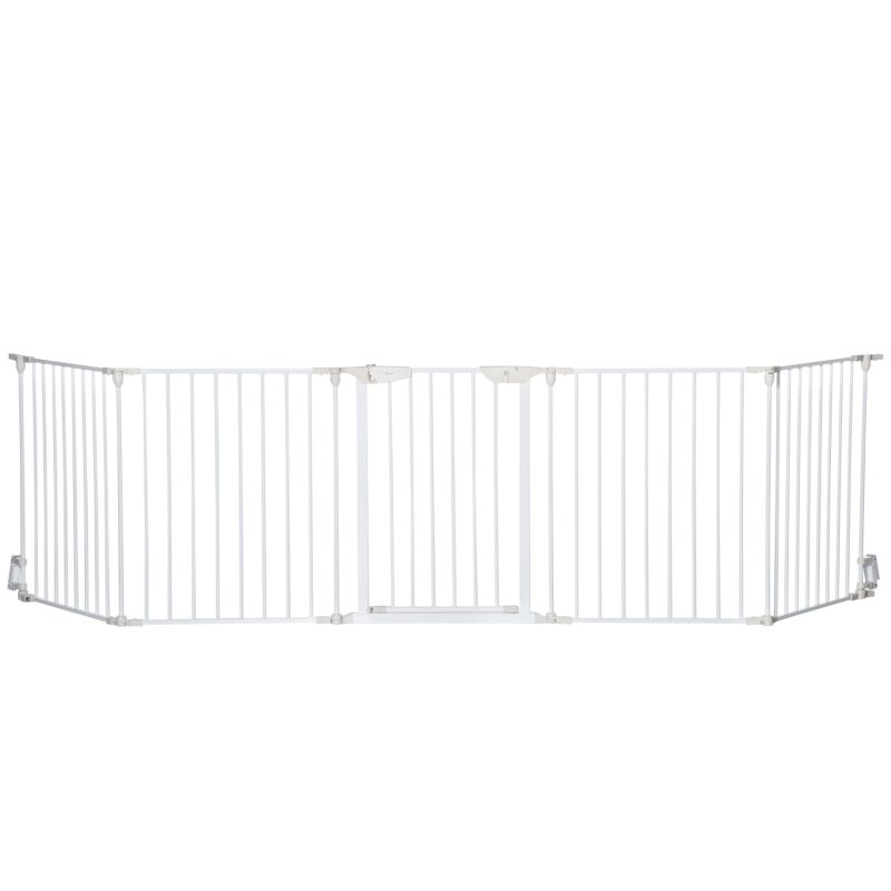 Modulares faltbares Hundegitter, Welpenauslauf mit integrierter Tür 300L max. x 74,5H cm Metall PP Weiss