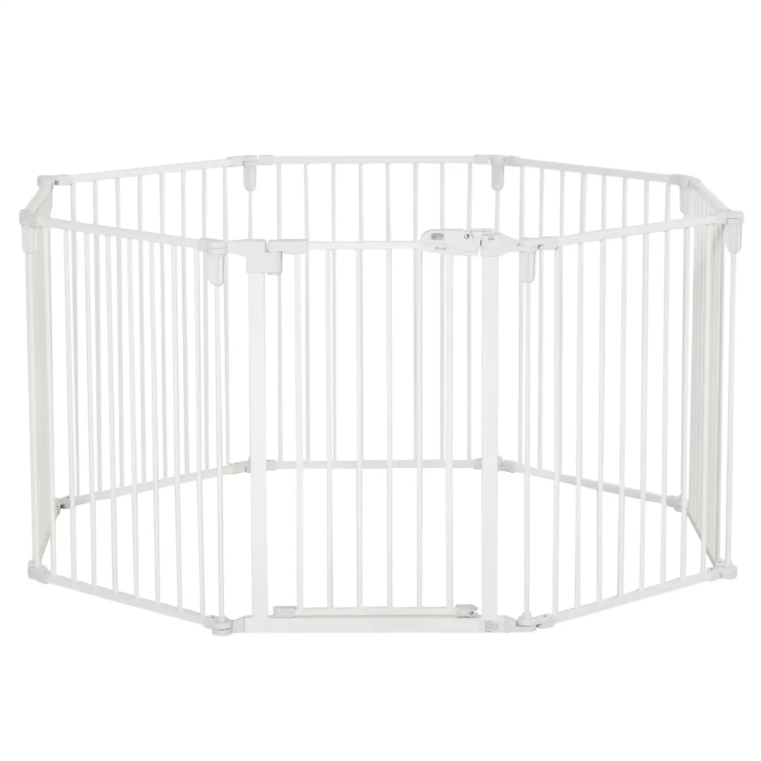 Welpenauslauf Freigehege für Hund Schutzgitter mit Tür Kaminschutzgitter flexible klappbar 8 Paneele je 60 x 76 cm Weiss