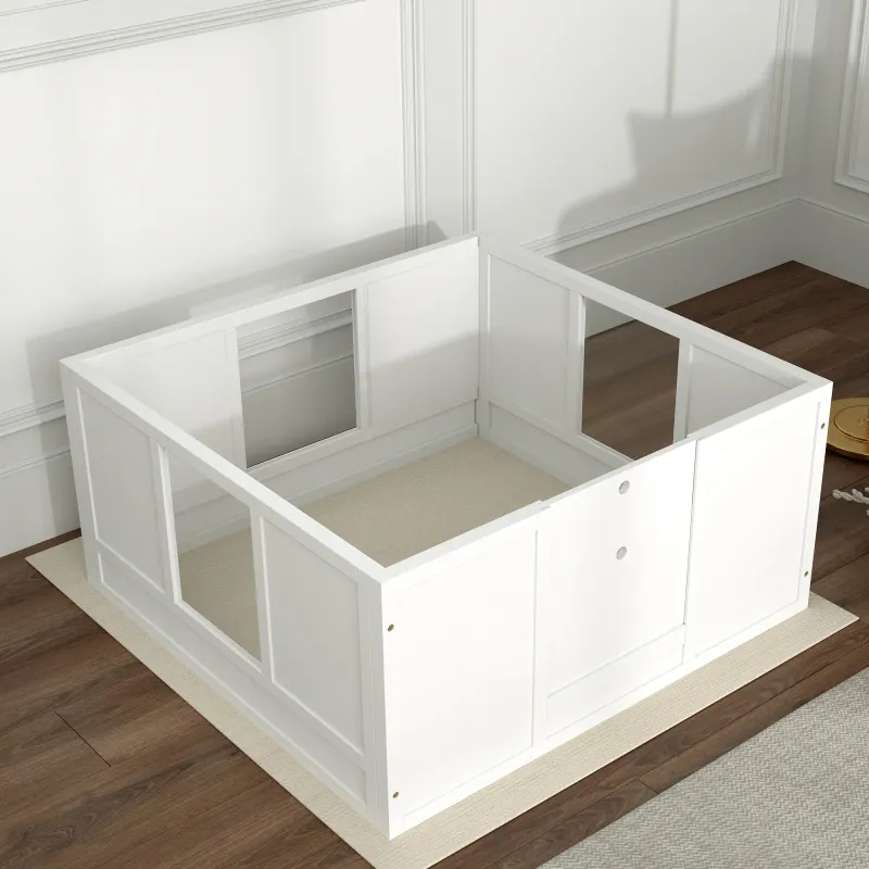 Welpenbox, Wurfbox für kleine und mittelgrosse Hunde, mit anpassbarem Eingang, 100 x 96 x 48 cm, Weiss