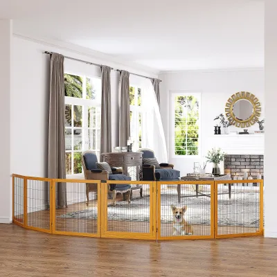 XL-Hundegitter 6 Elemente, 432x36x70 cm, Kiefernholz, freistehend,