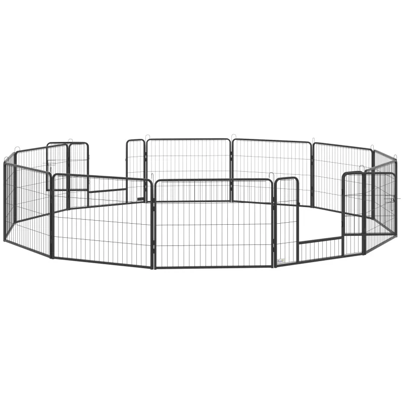grosses Haustiergehege, Welpenauslauf, Hundegitter, 12 Paneele, Outdoor u. Indoor, Schwarz