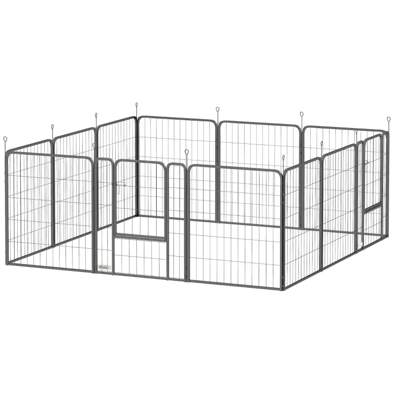 Welpenauslauf, Hundegitter, Freilaufgehege, faltbarer und tragbarer 12-Paneel-Hundepark aus Stahl mit Tür 68 x 80 Schwarz