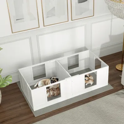 Welpenbox, Wurfbox für Hunde, 2-Raum-Design, 164 x 80 x 48 cm