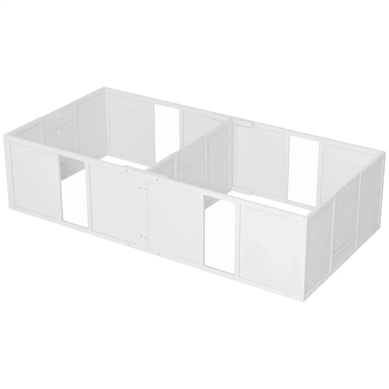 Welpenbox, Wurfbox für Hunde, teilbar in 2 Räume, Acrylfenster, 196 x 96 x 48 cm, Weiss