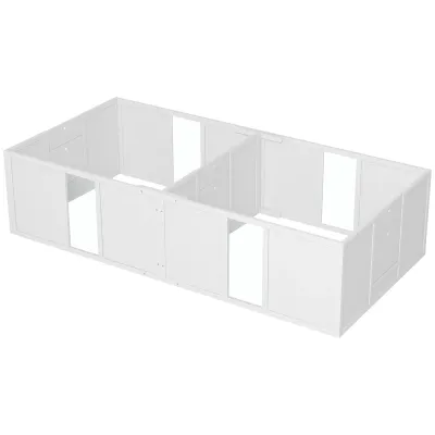 Welpenbox, Wurfbox für Hunde, teilbar in 2 Räume, Acrylfenster, 196 x 96 x 48 cm, Weiss