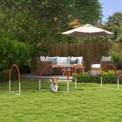 Agility-Set Hunde 4-teilig – Kunststoff, Tragetasche, Weiss/Orange