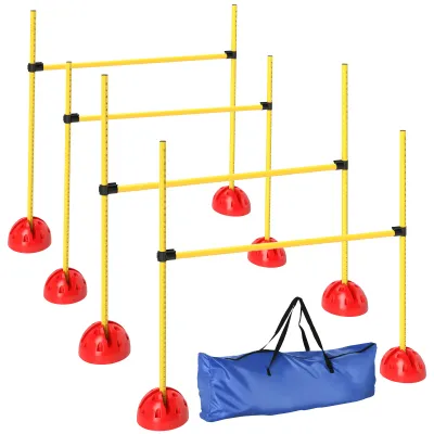 4-teiliges Hunde-Agility-Set mit 4 Hürden und Tragetasche für das Sprungtraining, Gelb
