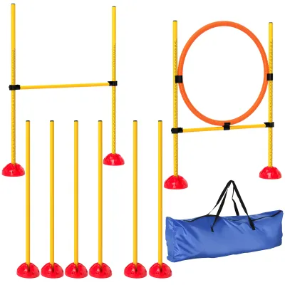 Agility Set Hunde, Ausrüstung für Hundetraining Steckhürdenset mit Slalomstangen
