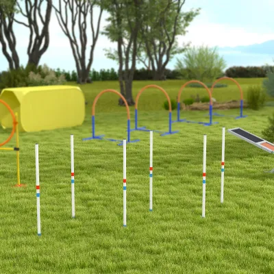 Agility Set Hunde 6-tlg. – klappbar, Slalomstangen, Tragetasche