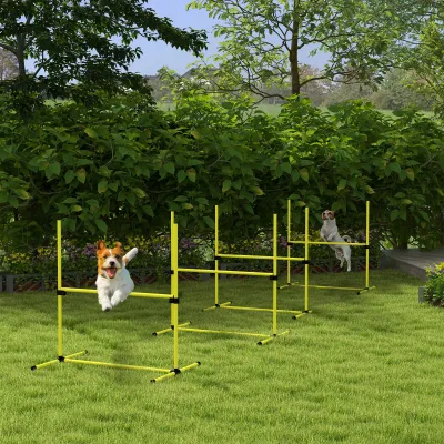Hunde Agility-Set – Hürden, Slalomstangen, Tragetasche, Gelb