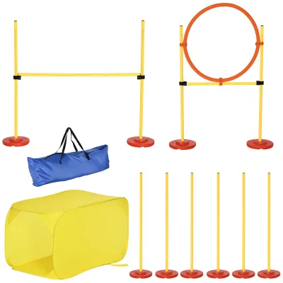 Hunde Agility-Set mit 4 Hindernissen Rot+Gelb