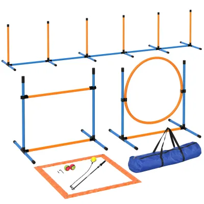 Top Agility Set für Hunde 7-teilig Ausrüstung für Hundetraining Steckhürdenset für Spiele Training