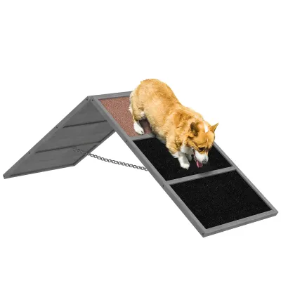 Agility Hundesport-Rampe – A-Form, rutschfest, klappbar, Grau
