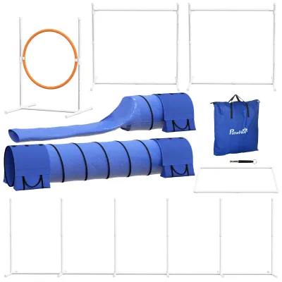 Agility Set Hunde, 7er-Set Hundetraining inklusive Pfeife, Tragetasche