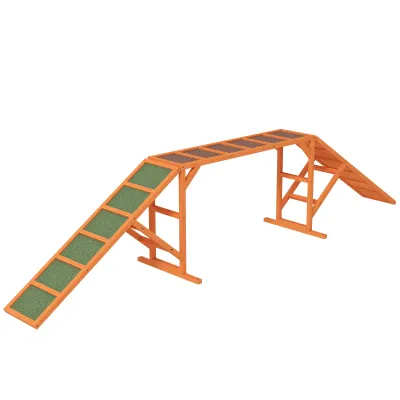 Agility Hunderampe, Hundetraining-Parcours, rutschfest, wetterfest, Holz, 325 x 55 x 69 cm, Orange